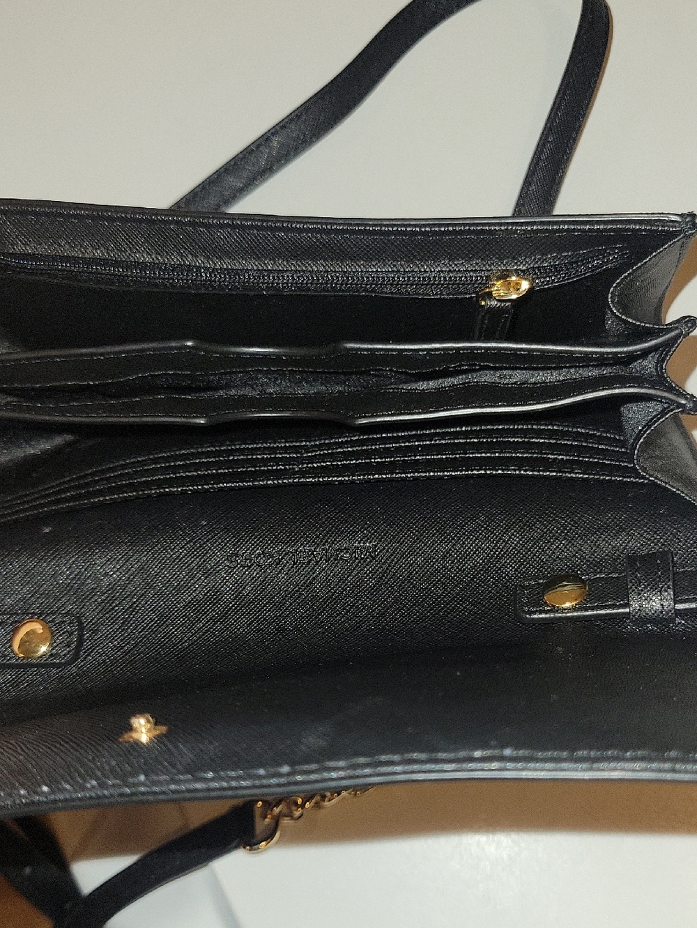 Michael Kors Black Crossbody Wallet with Gold Chain Accent - Picture 5 of 6